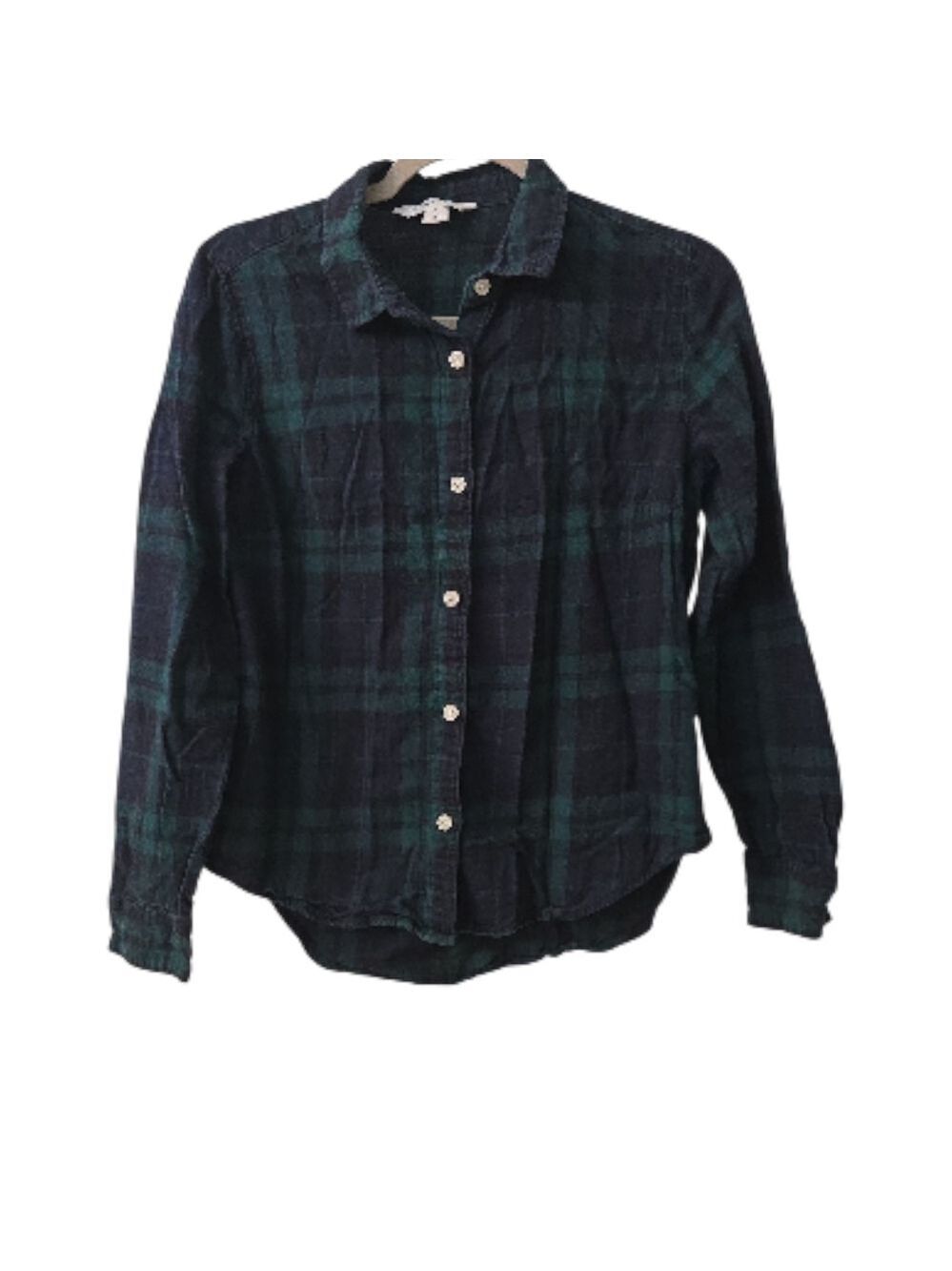Old Navy Plaid Shirt Green and Navy - Picture 2 of 6